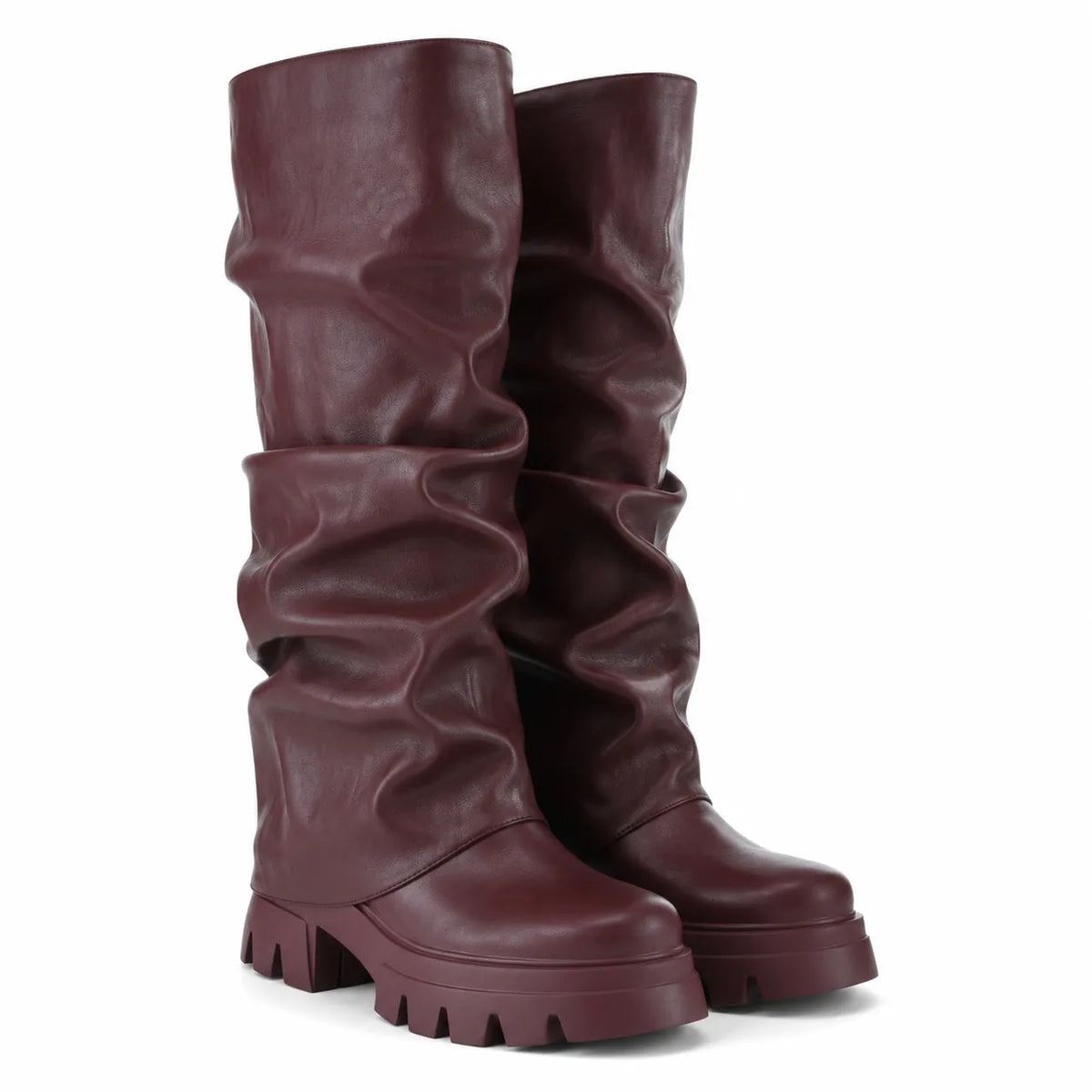 Deep Wine Parghelia Sheepskin Block-Heel Boots