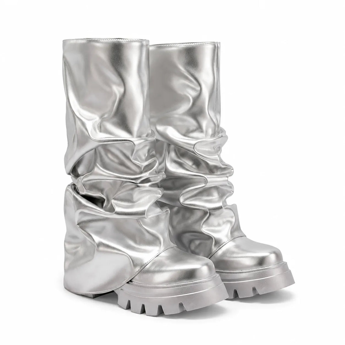 Soft Silver Parghelia Sheepskin Block-Heel Boots