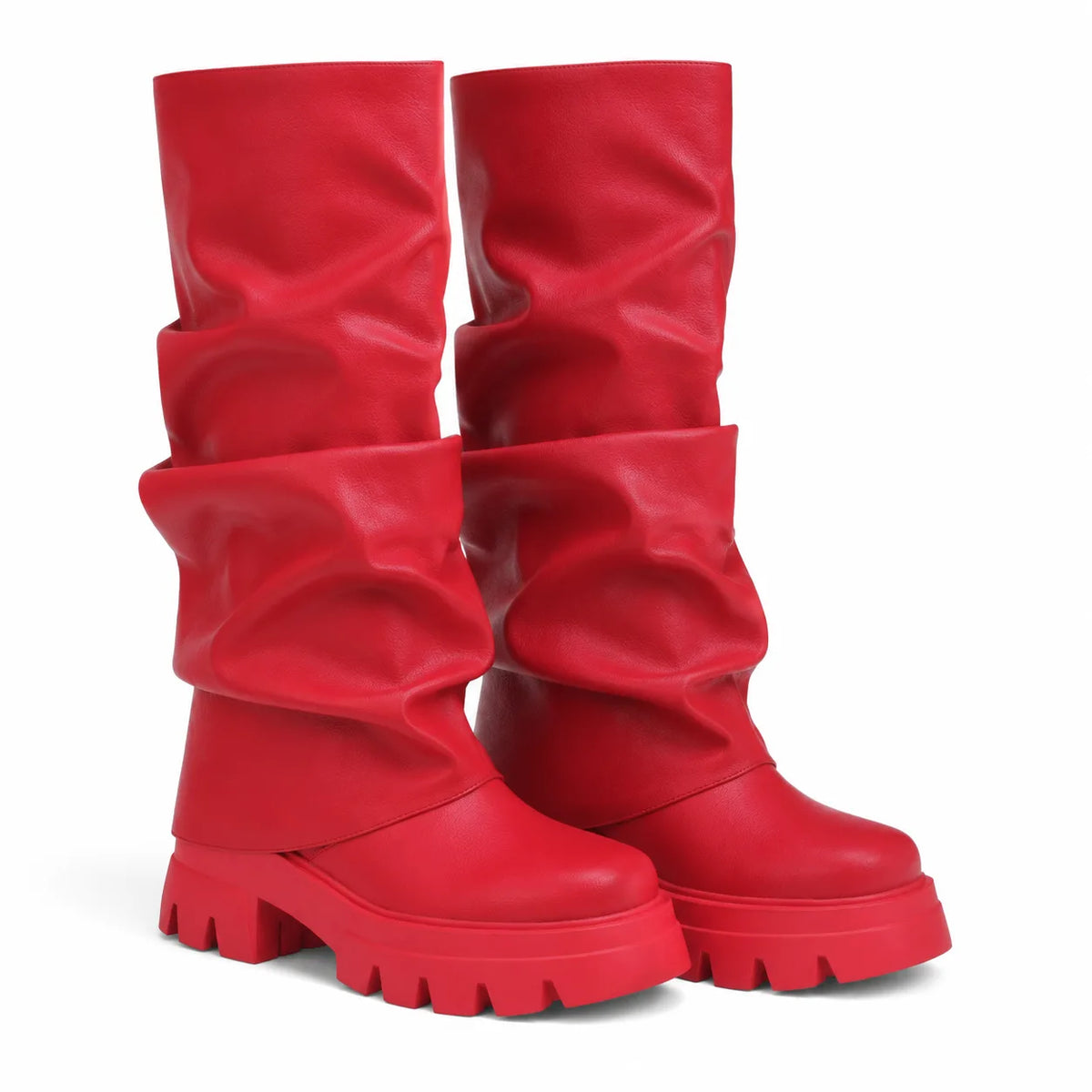 Classic Red Parghelia Sheepskin Block-Heel Boots