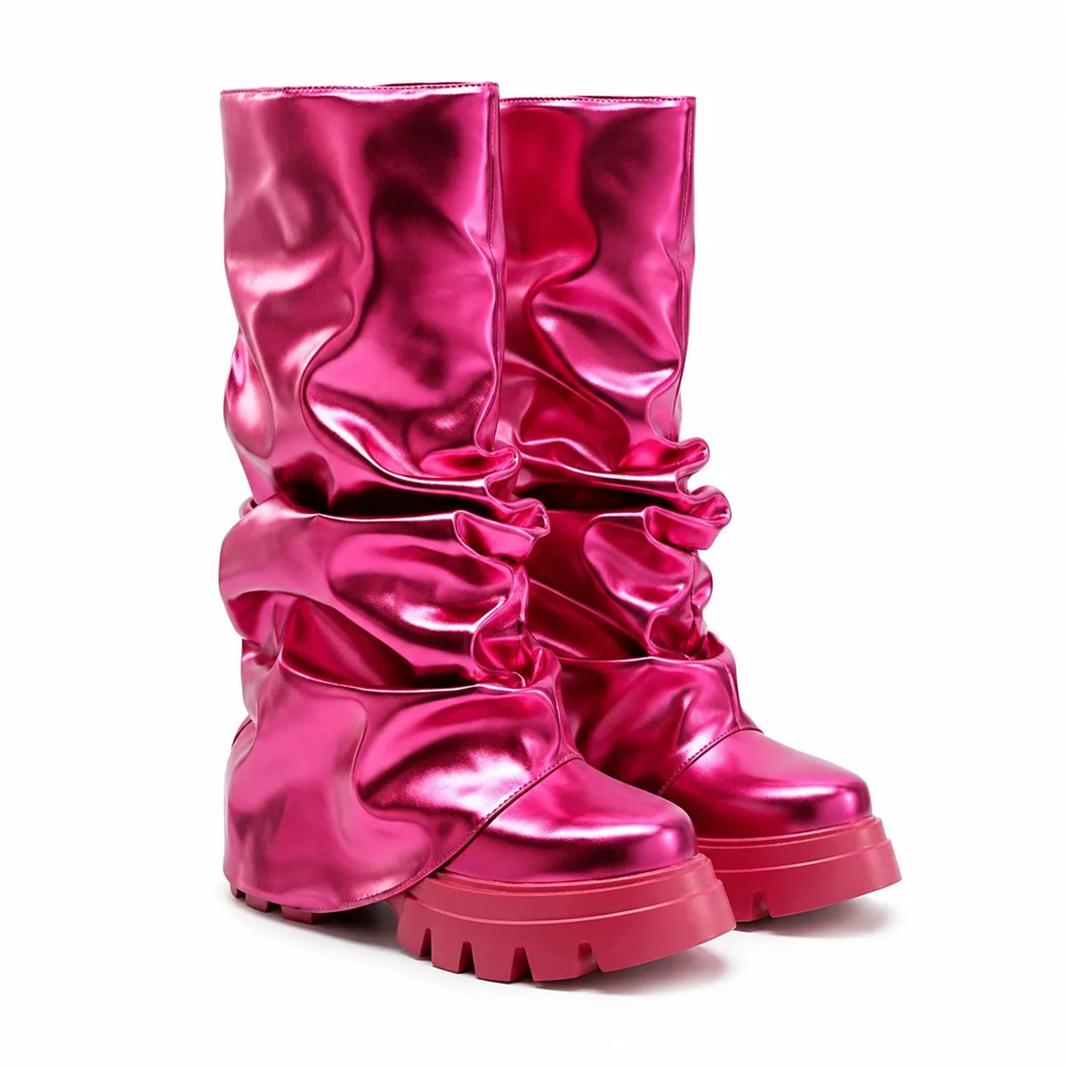 Deep Red Parghelia Sheepskin Block-Heel Boots