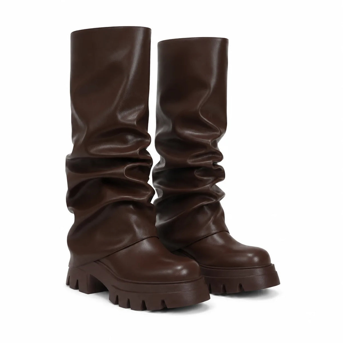 Rich Brown Parghelia Sheepskin Block-Heel Boots