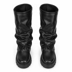 Deep Black Parghelia Sheepskin Block-Heel Boots top view