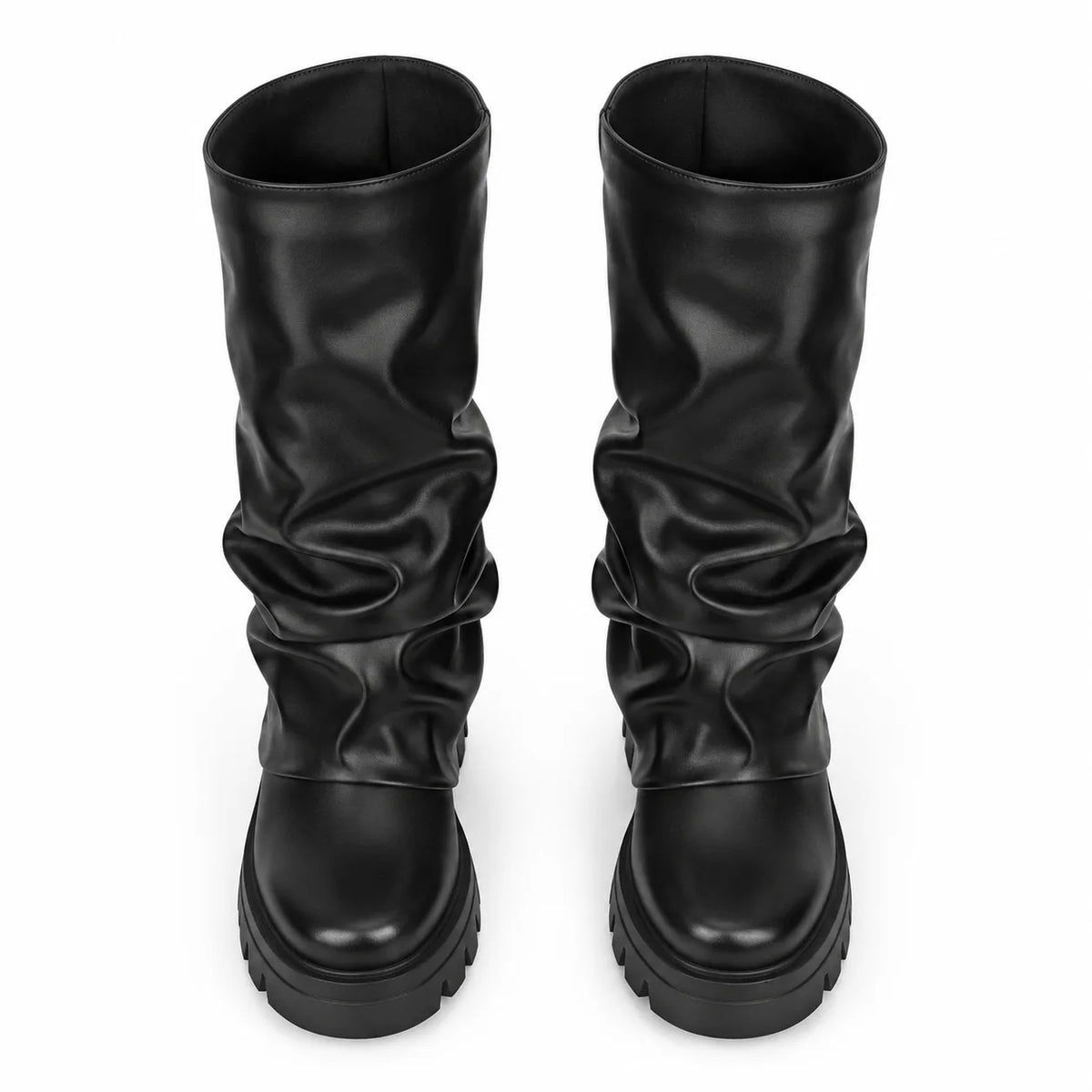 Deep Black Parghelia Sheepskin Block-Heel Boots top view