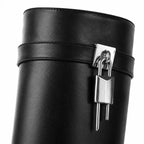 Deep Black Guarda Knee-High Boots close-up detail