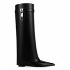 Deep Black Guarda Knee-High Boots side view