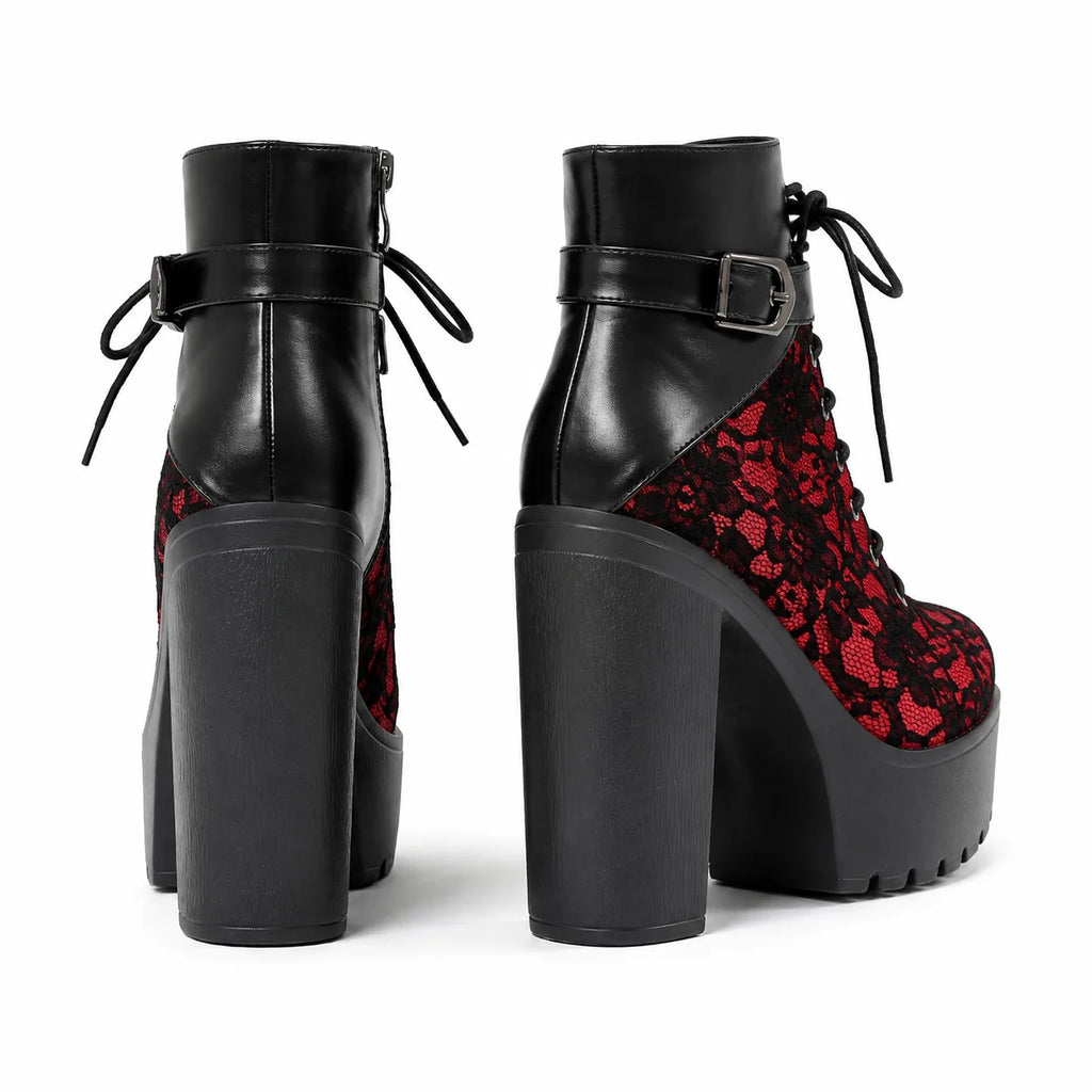 Deep Black Tirano Microfiber Block-Heel Boots heel detail