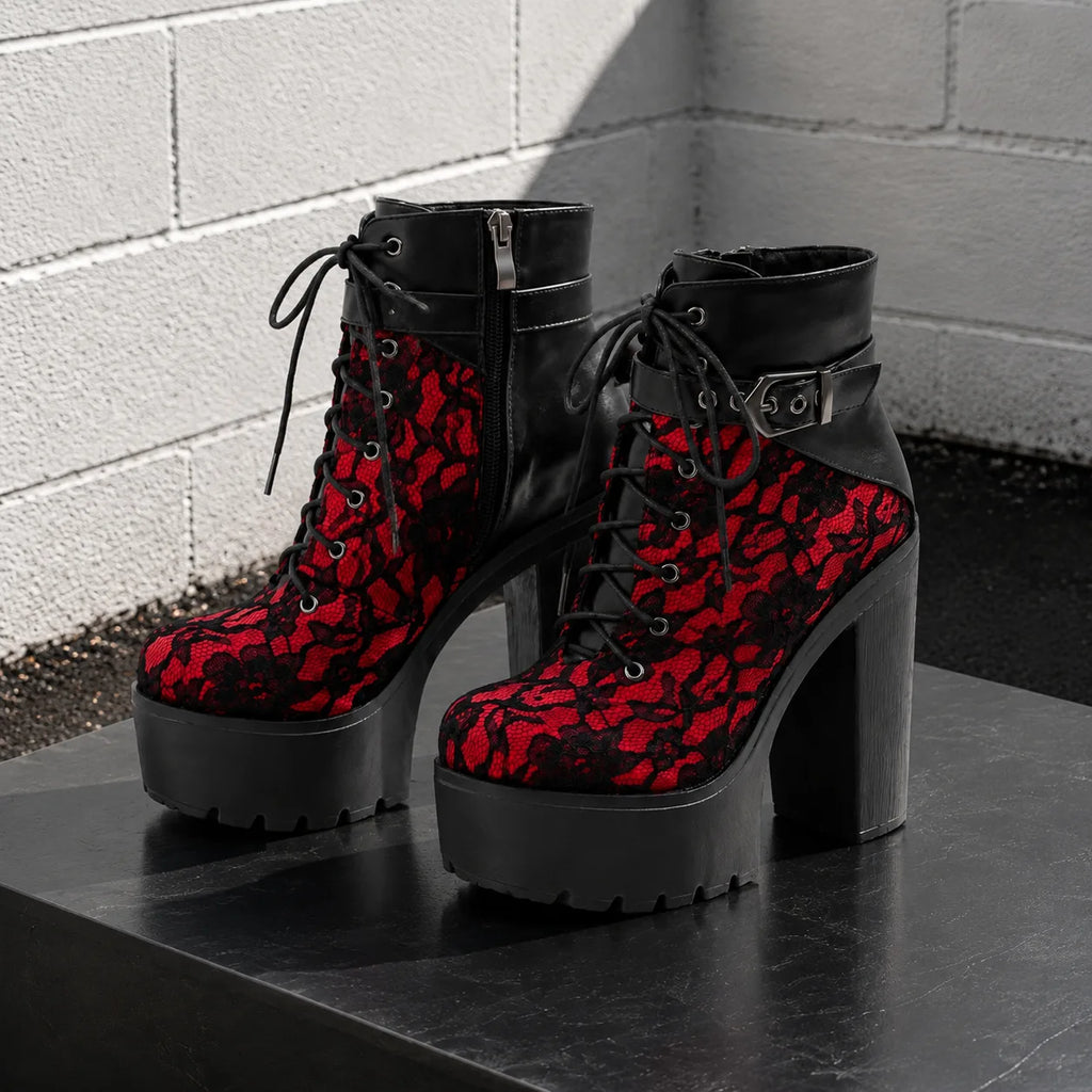 Deep Black Tirano Microfiber Block-Heel Boots styled scene