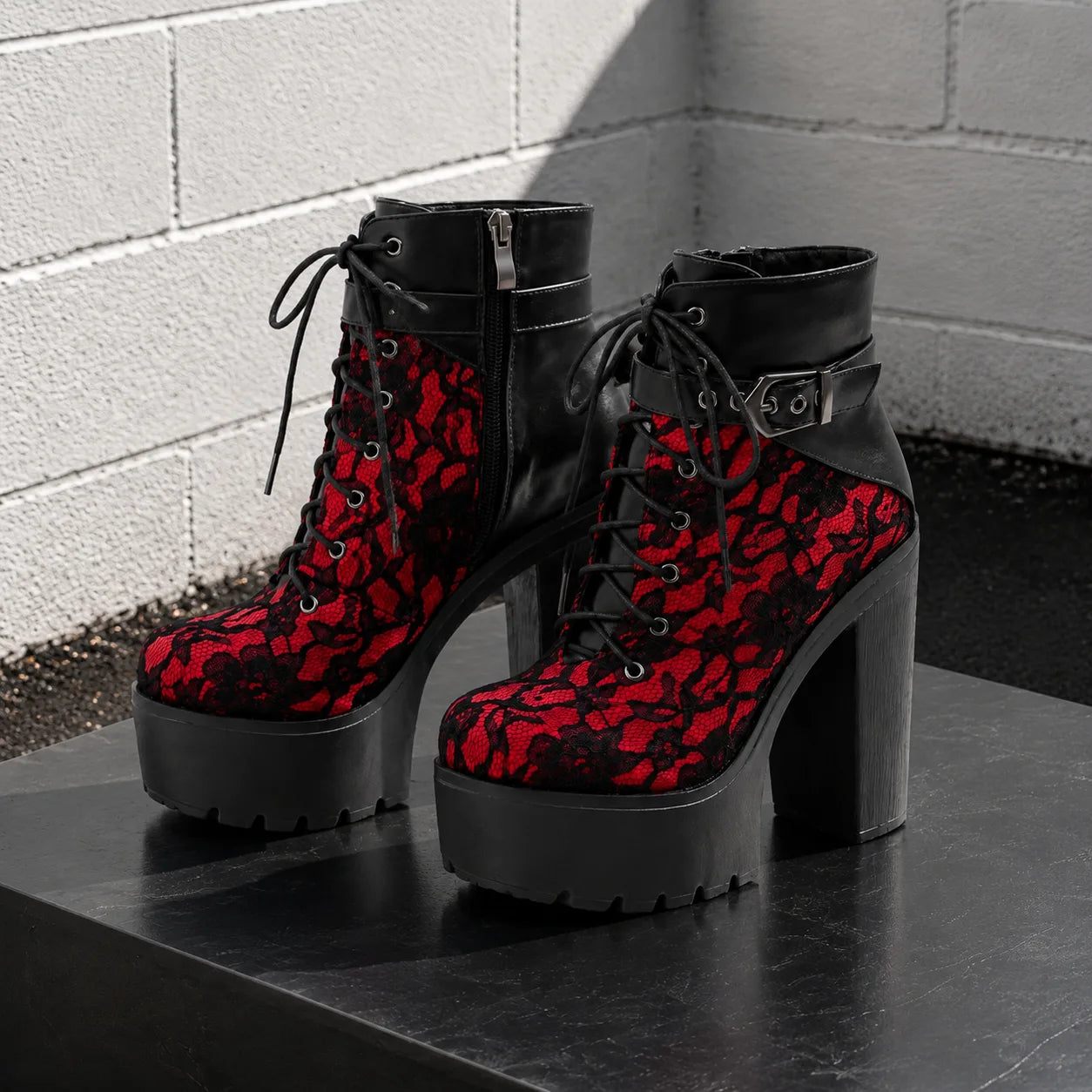 Deep Black Tirano Microfiber Block-Heel Boots styled scene
