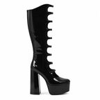 Black Patent Sondrio Buckle Leather Boots side view