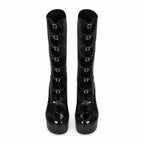 Black Patent Sondrio Buckle Leather Boots top view