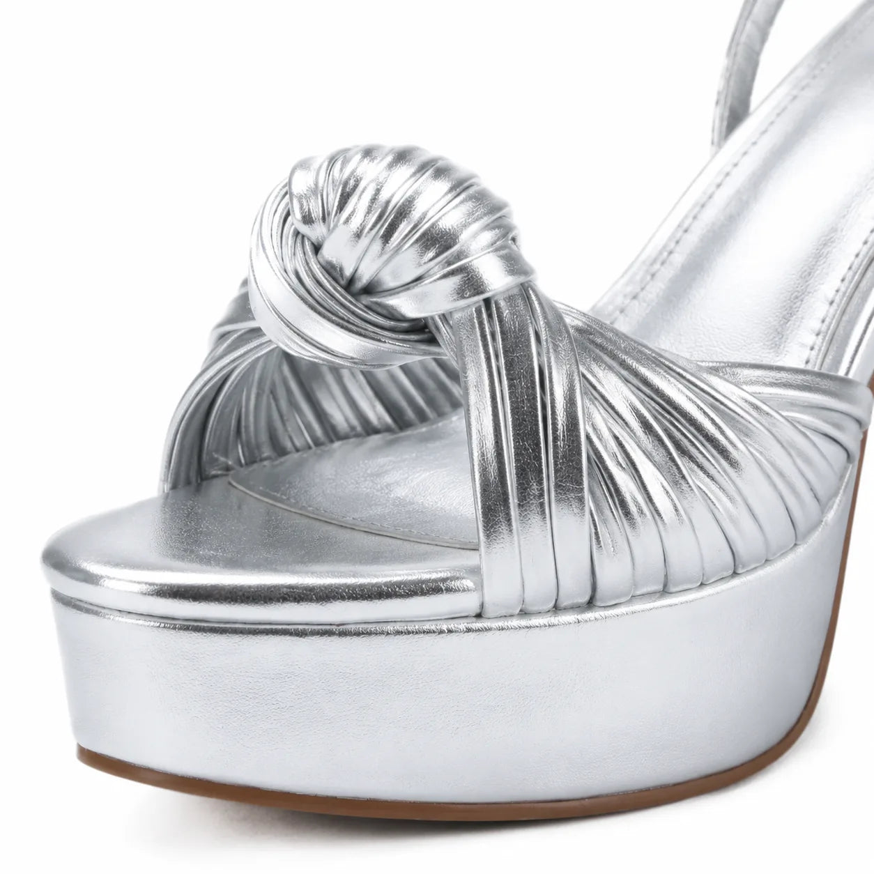 Soft Silver Pitigliano Microfiber Wedge Sandals close-up detail