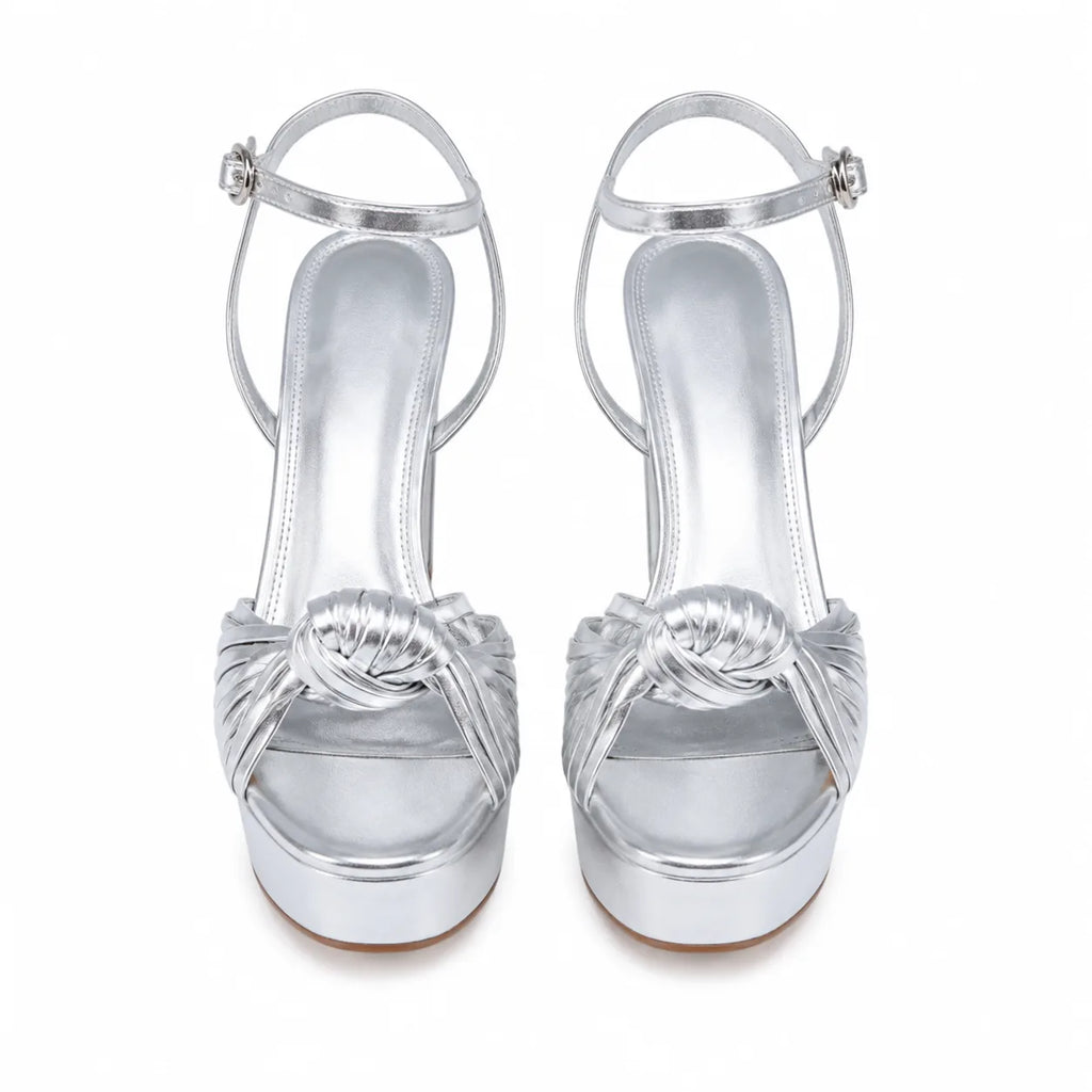 Soft Silver Pitigliano Microfiber Wedge Sandals top view
