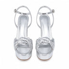 Soft Silver Pitigliano Microfiber Wedge Sandals top view