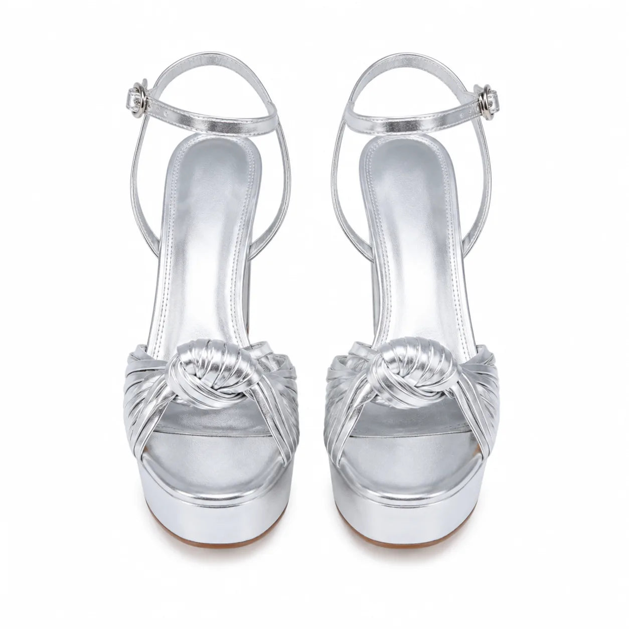Soft Silver Pitigliano Microfiber Wedge Sandals top view