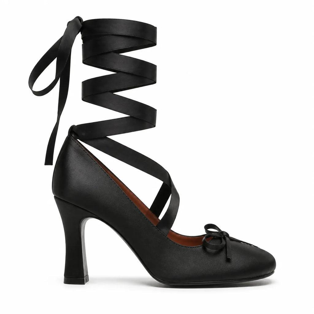 Deep Black Kalymnos Heels side view
