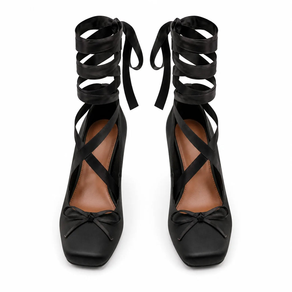 Deep Black Kalymnos Heels top view