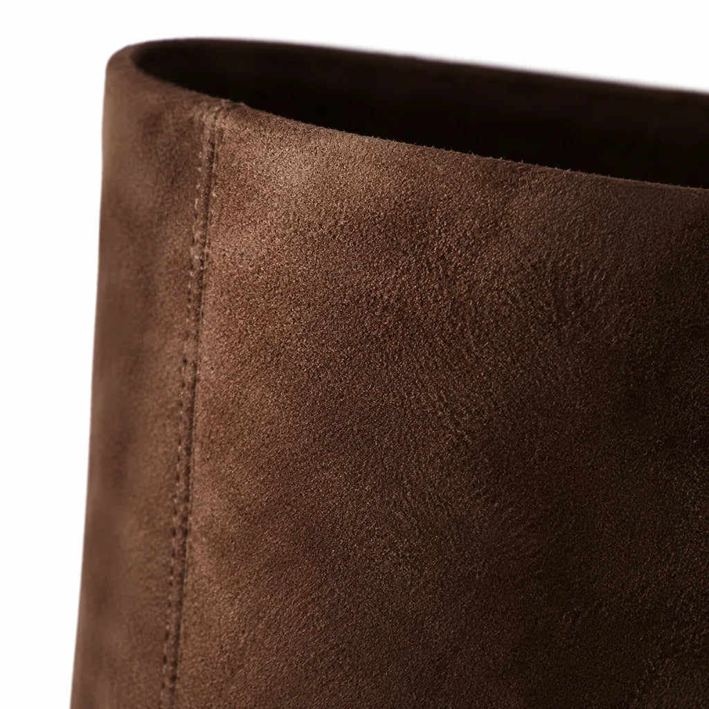 Brown Suede Rovereto Suede Knee-High Boots close-up detail
