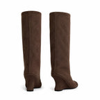 Brown Suede Rovereto Suede Knee-High Boots heel detail