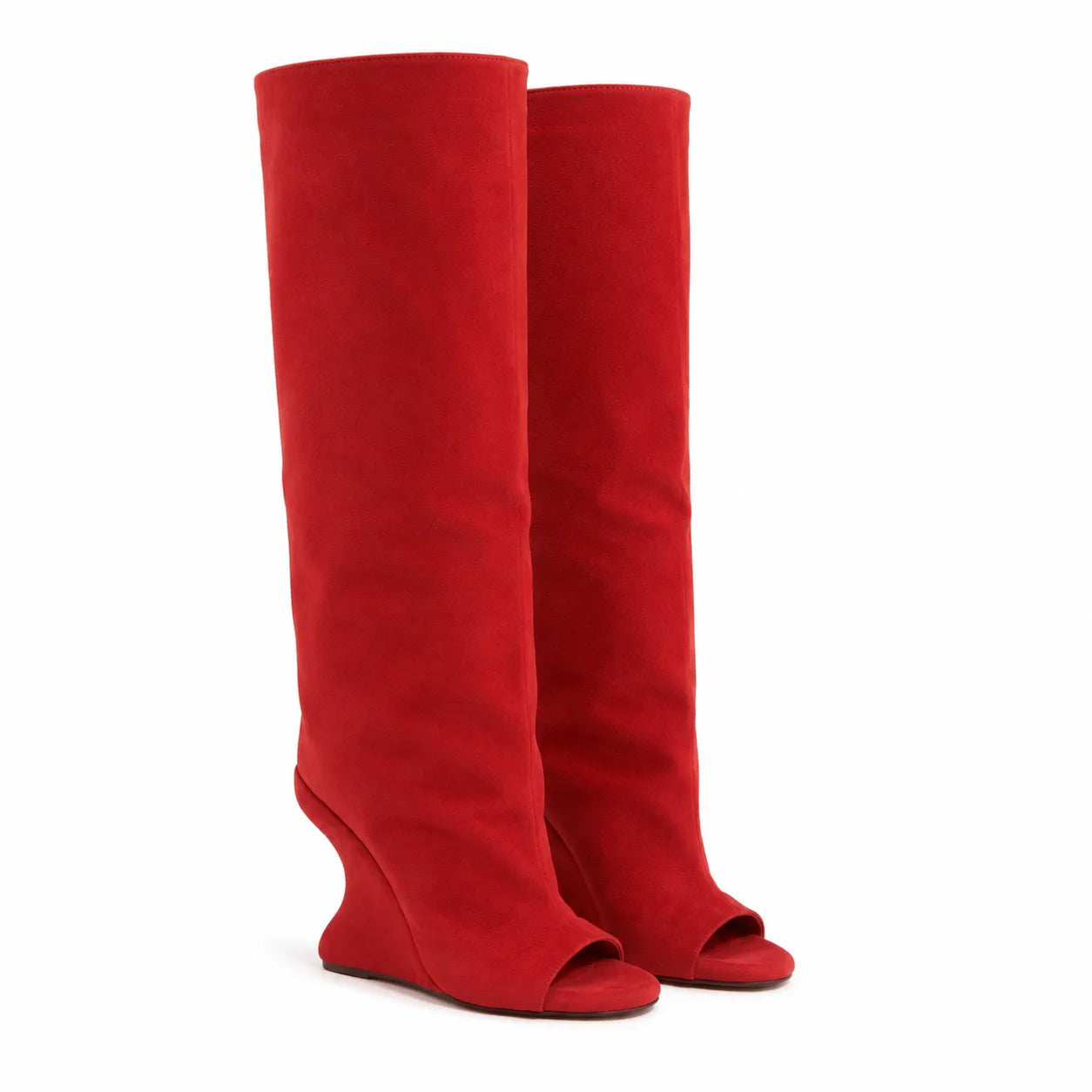 Red Suede Rovereto Suede Knee-High Boots