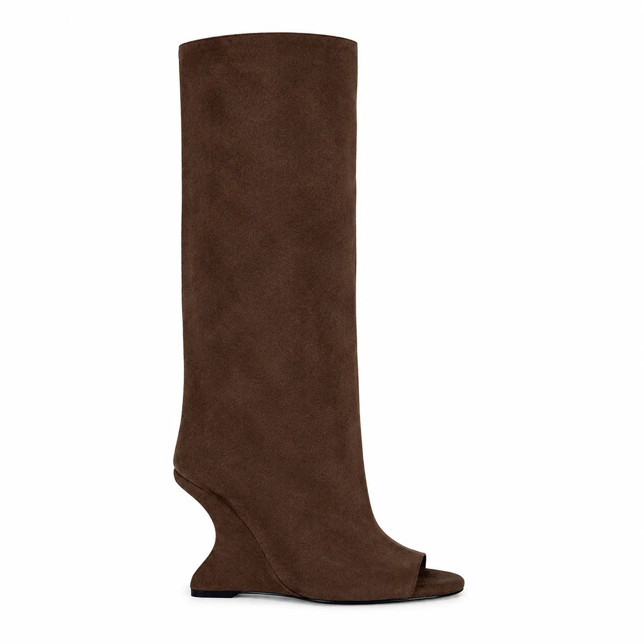 Brown Suede Rovereto Suede Knee-High Boots side view