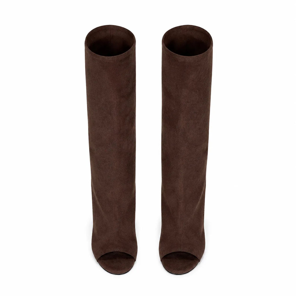 Brown Suede Rovereto Suede Knee-High Boots top view
