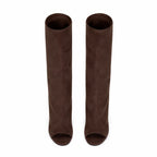 Brown Suede Rovereto Suede Knee-High Boots top view