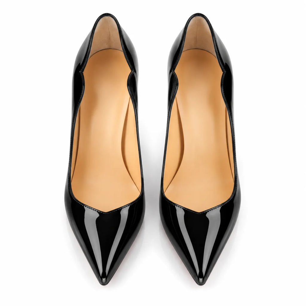 Black Patent Nemi Patent Stiletto Pumps top view