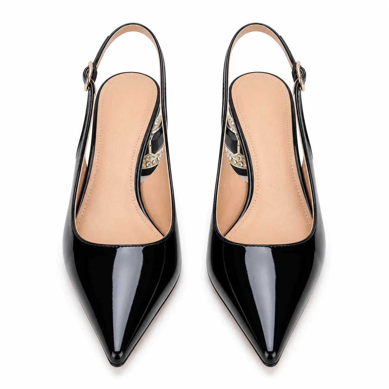 Black Patent Sovana Buckle Patent Sandals top view
