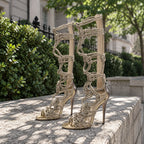 Warm Gold Kea High-Heel Sandals styled scene