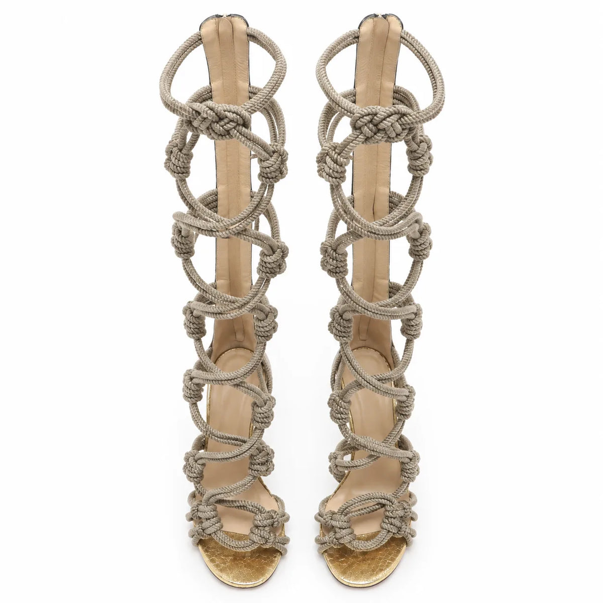 Warm Gold Kea High-Heel Sandals top view