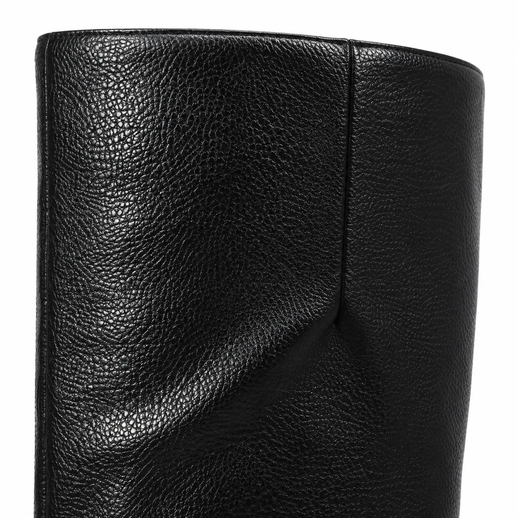 Deep Black Merano Patent Leather Wedge Boots close-up detail