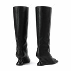 Deep Black Merano Patent Leather Wedge Boots heel detail