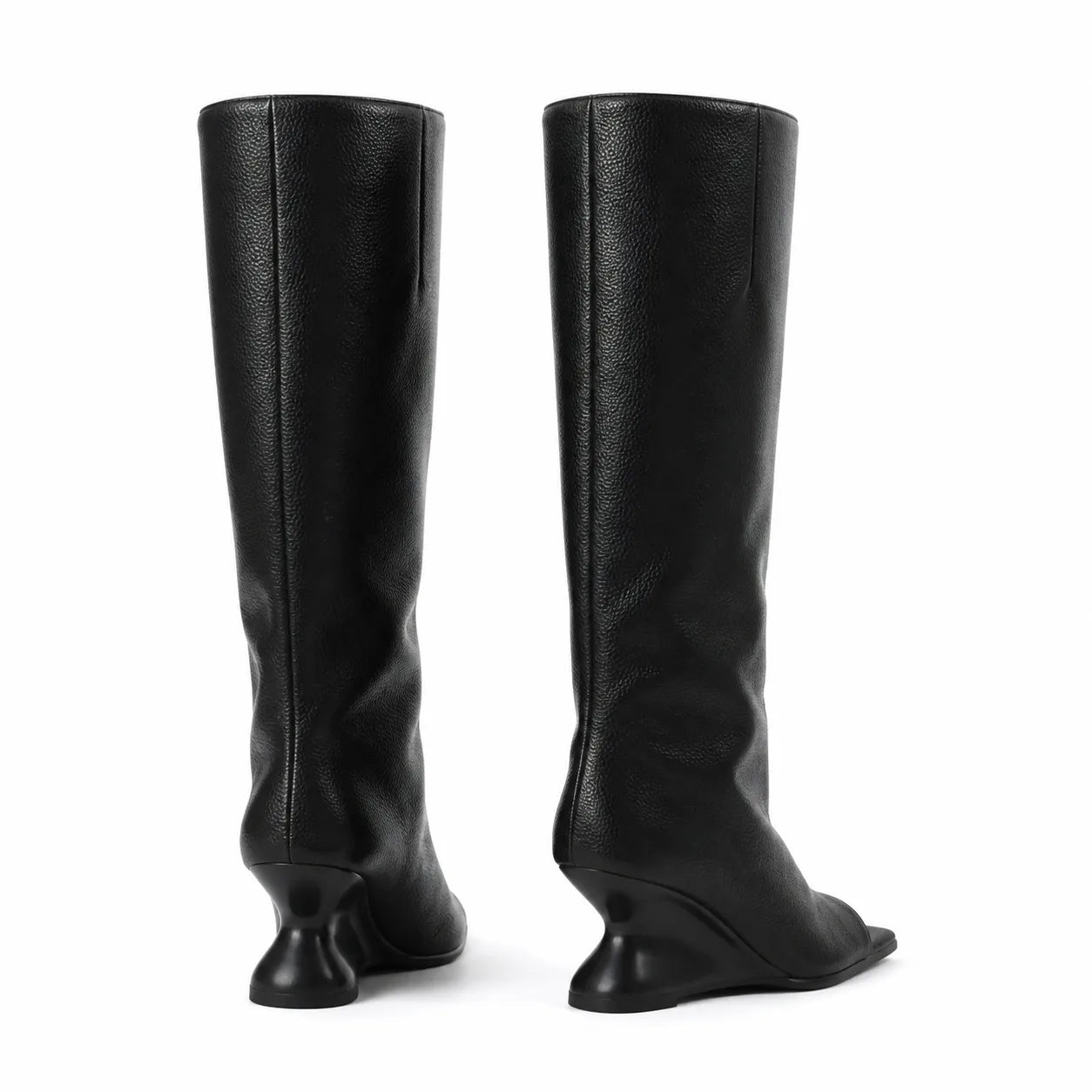 Deep Black Merano Patent Leather Wedge Boots heel detail