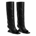 Deep Black Merano Patent Leather Wedge Boots
