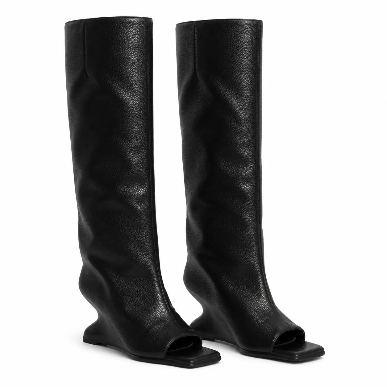 Deep Black Merano Patent Leather Wedge Boots