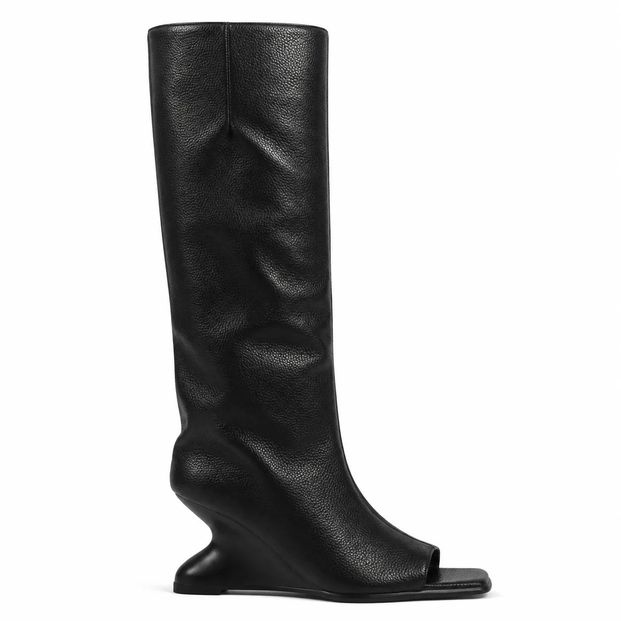Deep Black Merano Patent Leather Wedge Boots side view