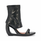 Deep Black Gradara Leather Toe-Strap Sandals side view