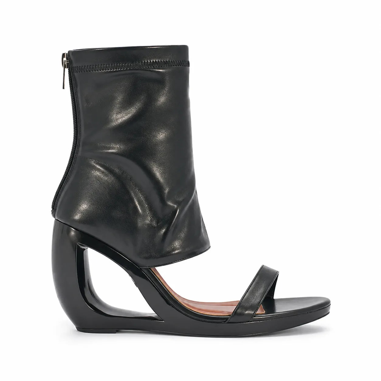 Deep Black Gradara Leather Toe-Strap Sandals side view