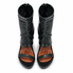 Deep Black Gradara Leather Toe-Strap Sandals top view