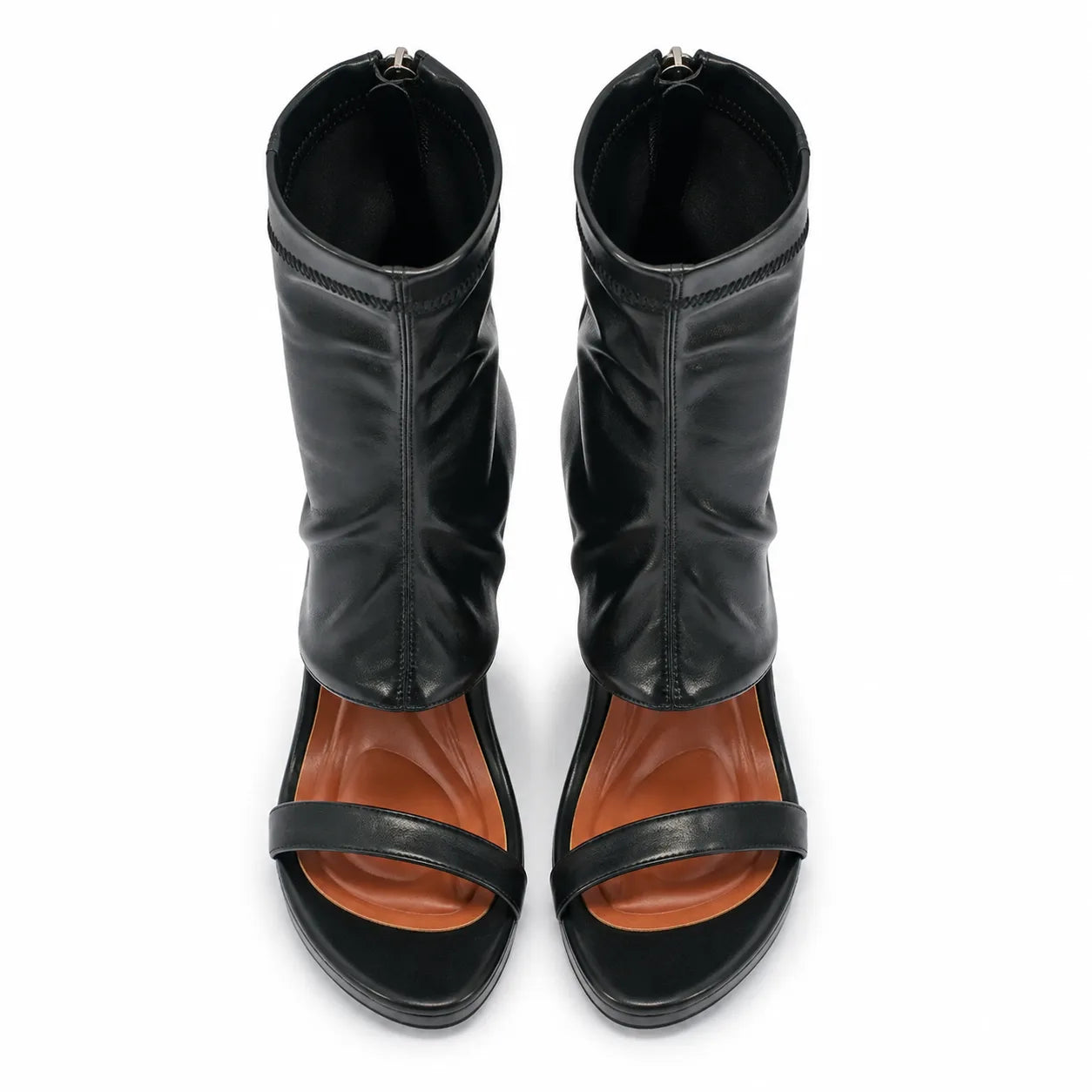 Deep Black Gradara Leather Toe-Strap Sandals top view