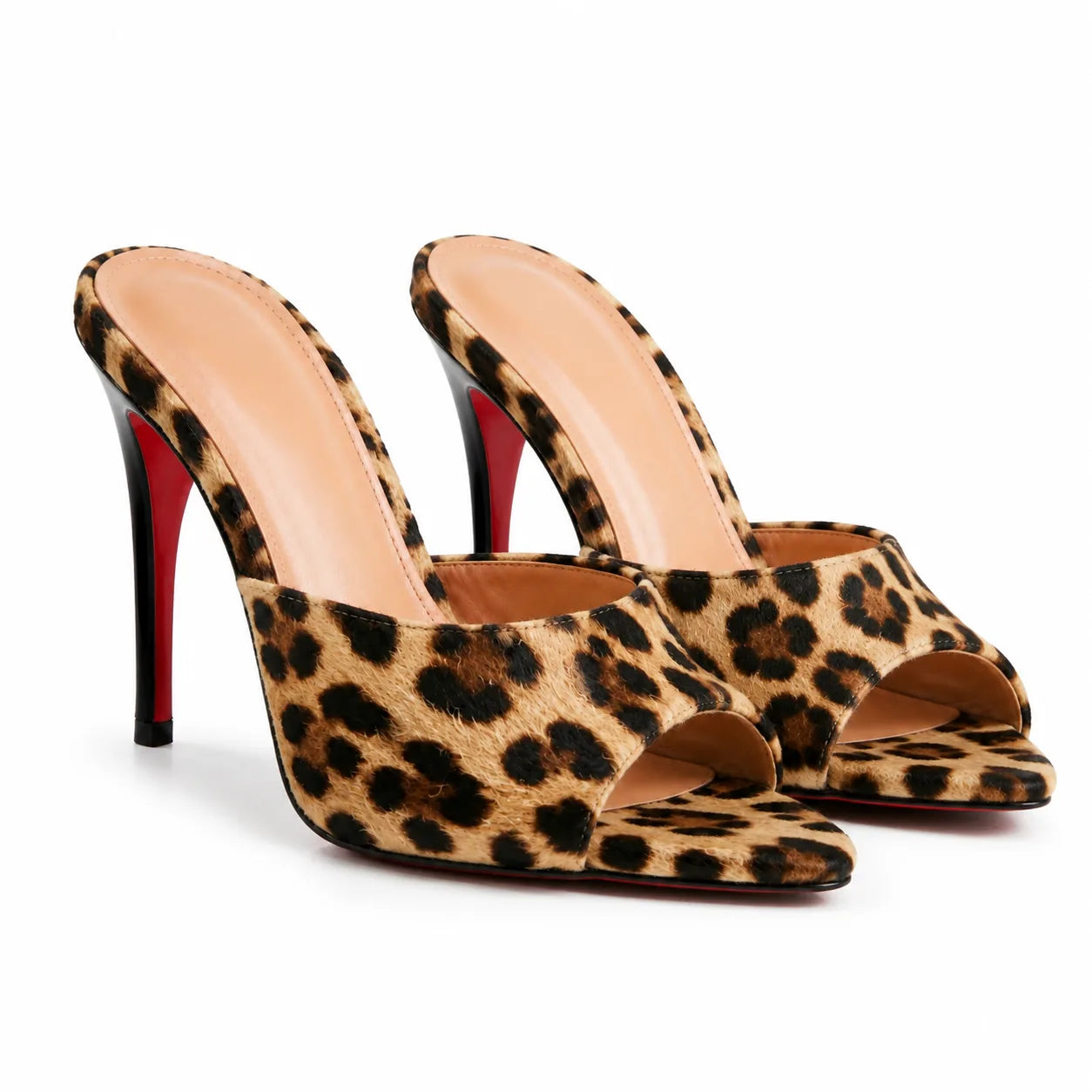 Leopard Suede Sorano Leather Thin-Heel Sandals