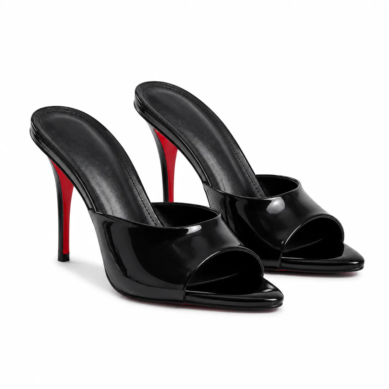Black Patent Sorano Leather Thin-Heel Sandals
