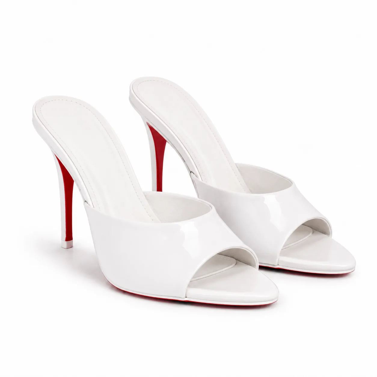 White Patent Sorano Leather Thin-Heel Sandals