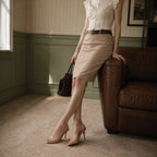 Beige Patent Sorano Leather Thin-Heel Sandals lifestyle scene
