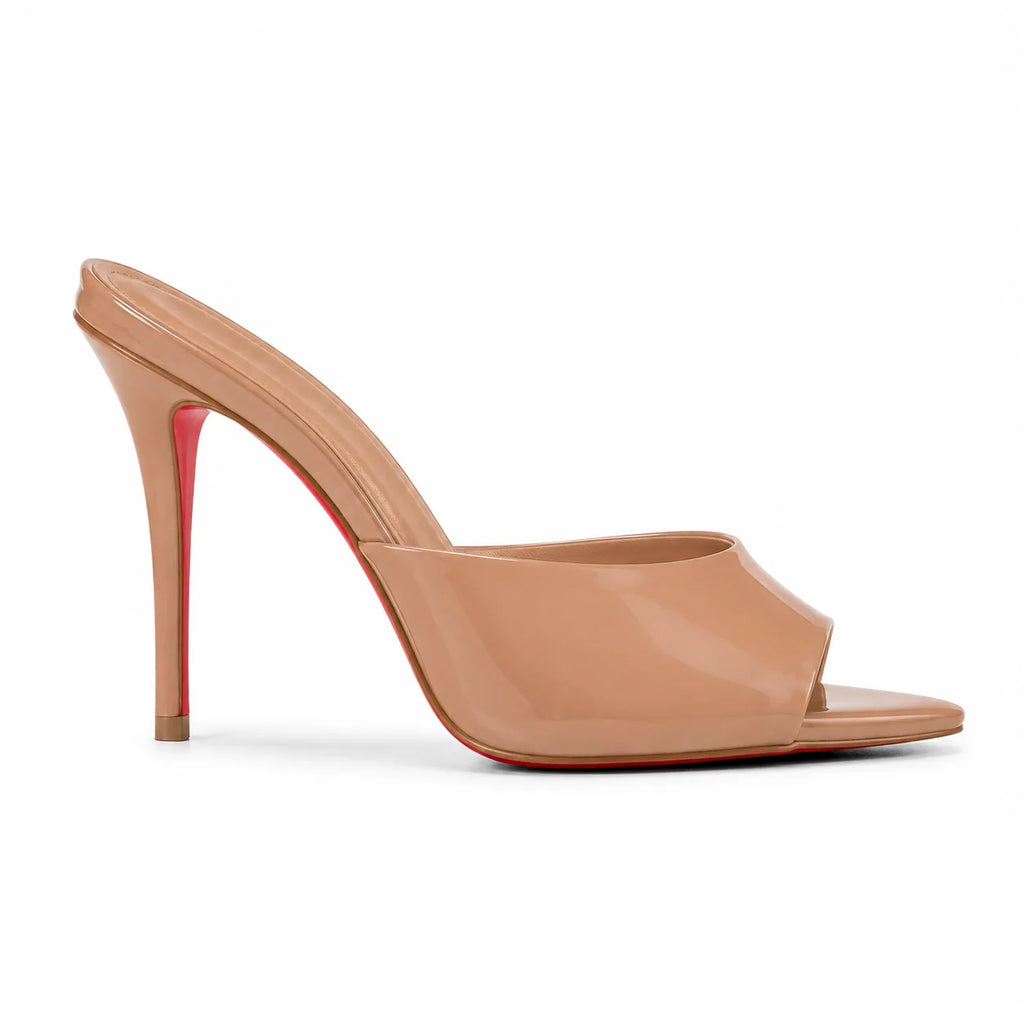 Beige Patent Sorano Leather Thin-Heel Sandals side view