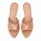 Beige Patent Sorano Leather Thin-Heel Sandals top view