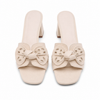 Denimbeige Women's Open-Toe Denim Embroidered Slip-On Mules top view