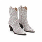 Soft Silver Tarvisio Crystal Block-Heel Boots