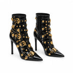 Deep Black Bacoli Buckle Patent Boots