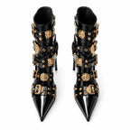 Deep Black Bacoli Buckle Patent Boots top view